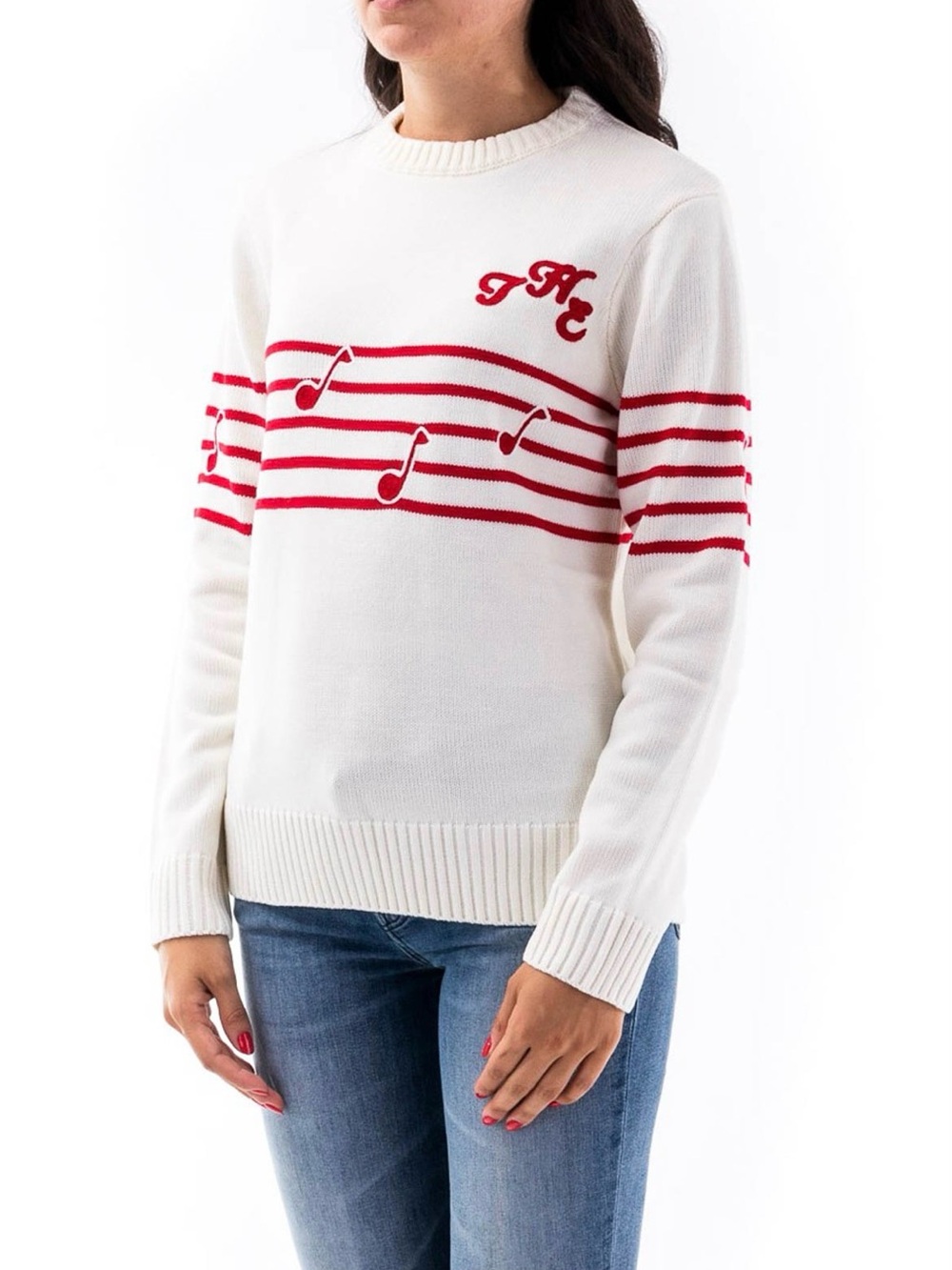 Marc Jacobs "The Band" Red Musical Note Crewneck Sweater
